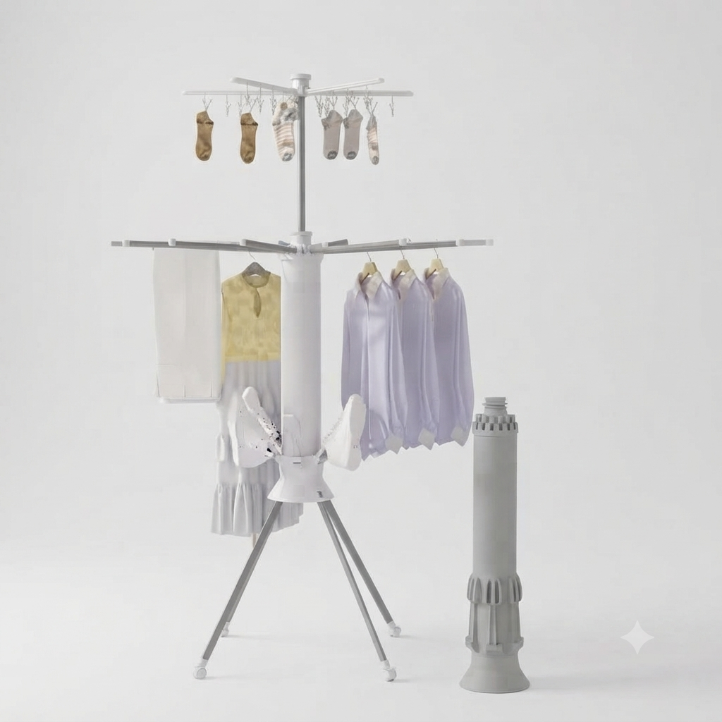360° Octopus Foldable Clothes Drying Rack with Wheels | Multi-Level Laundry Stand
