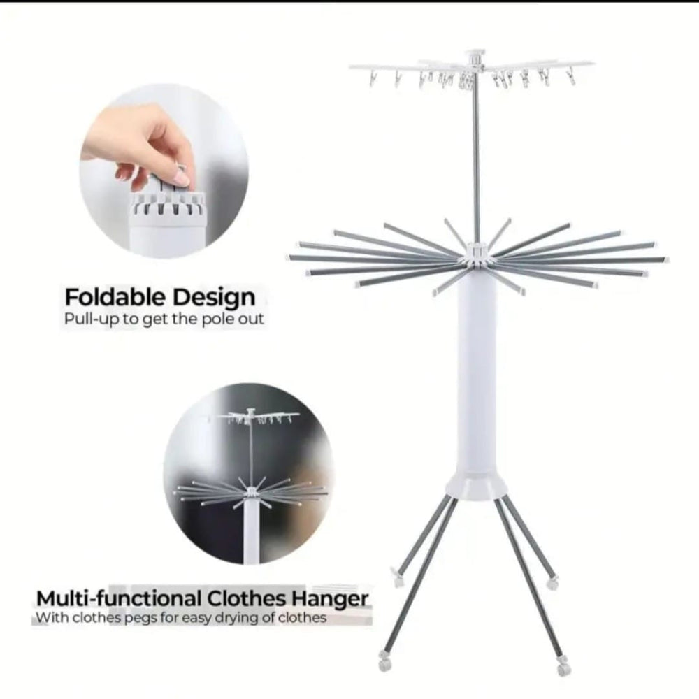 360° Octopus Foldable Clothes Drying Rack with Wheels | Multi-Level Laundry Stand