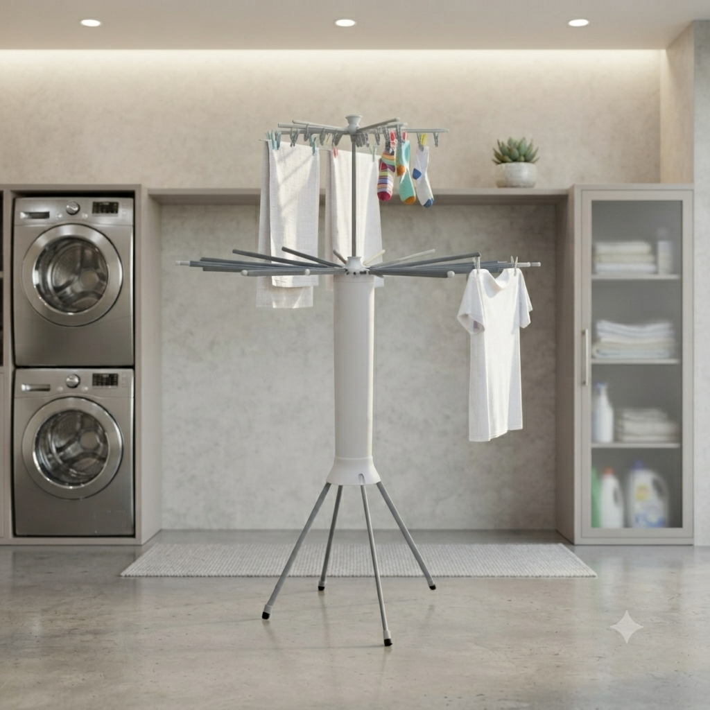 360° Octopus Foldable Clothes Drying Rack with Wheels | Multi-Level Laundry Stand